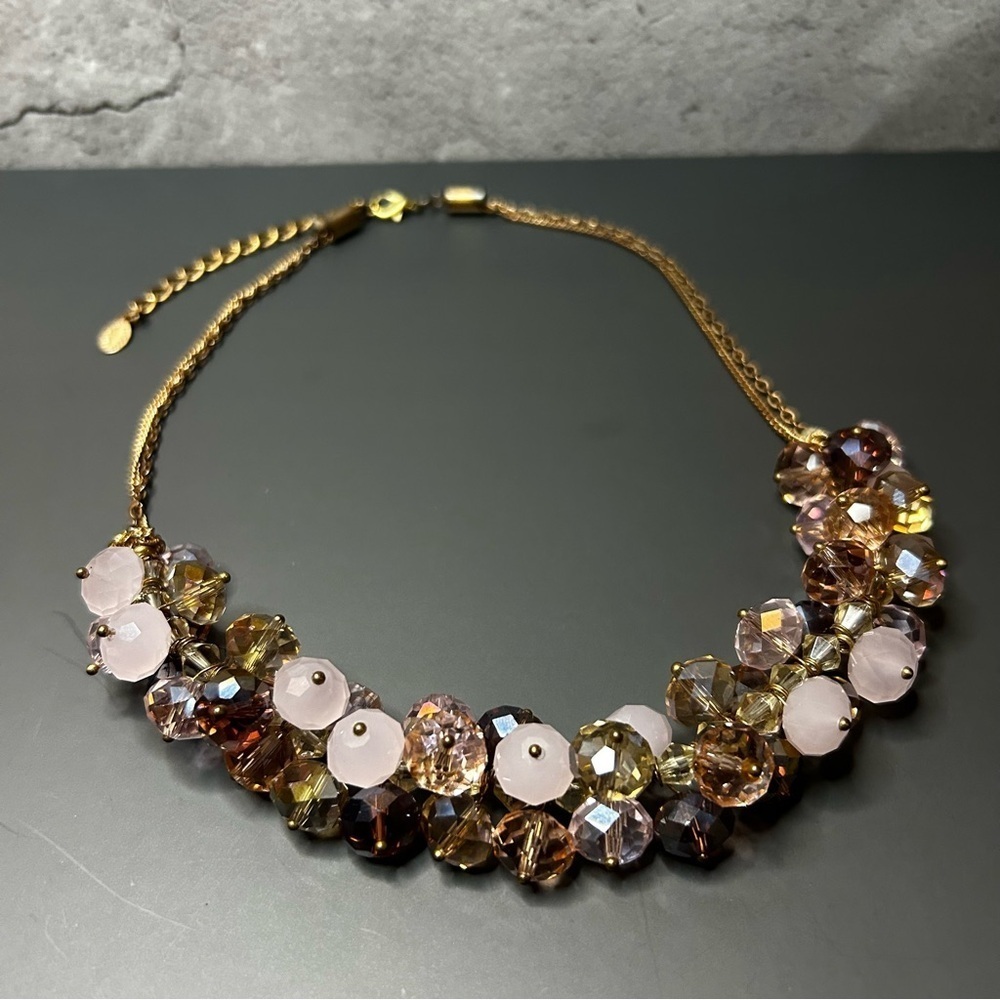 Ali-Khan New York Multicolor Rose Gold Tone Beaded Necklace